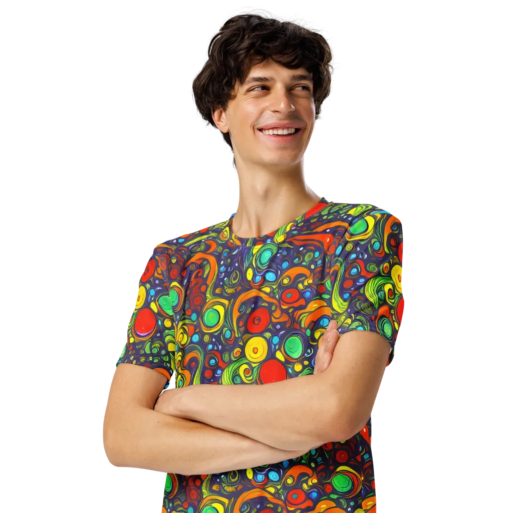 Orbiting Colors on Men's Crew Neck T-Shirt — Left Front