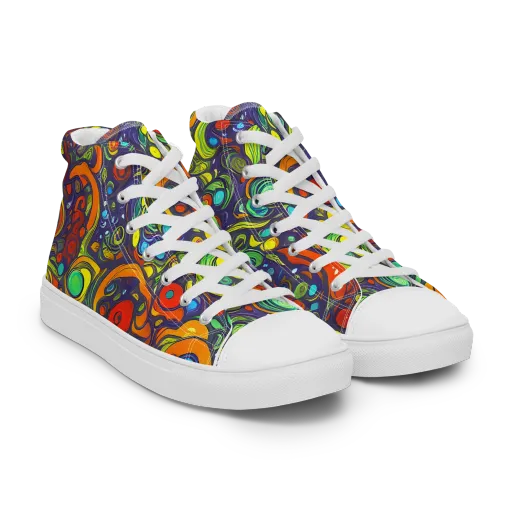 Orbiting Colors on a Men's High Top Canvas Shoes