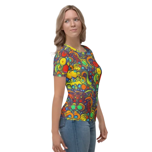 Orbiting Colors on a Women's Crew Neck T-Shirt