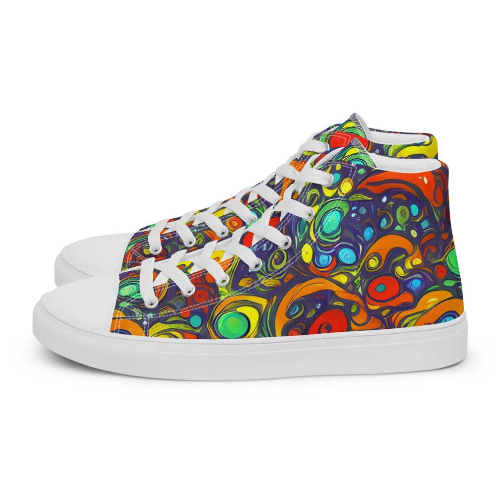 Orbiting Colors on Women's High Top Canvas Shoes — Left