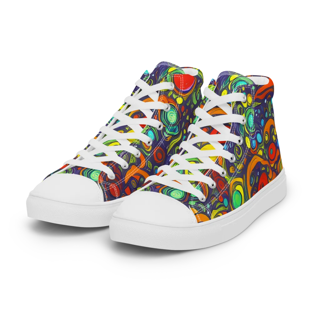 Orbiting Colors on Women's High Top Canvas Shoes — Left Front