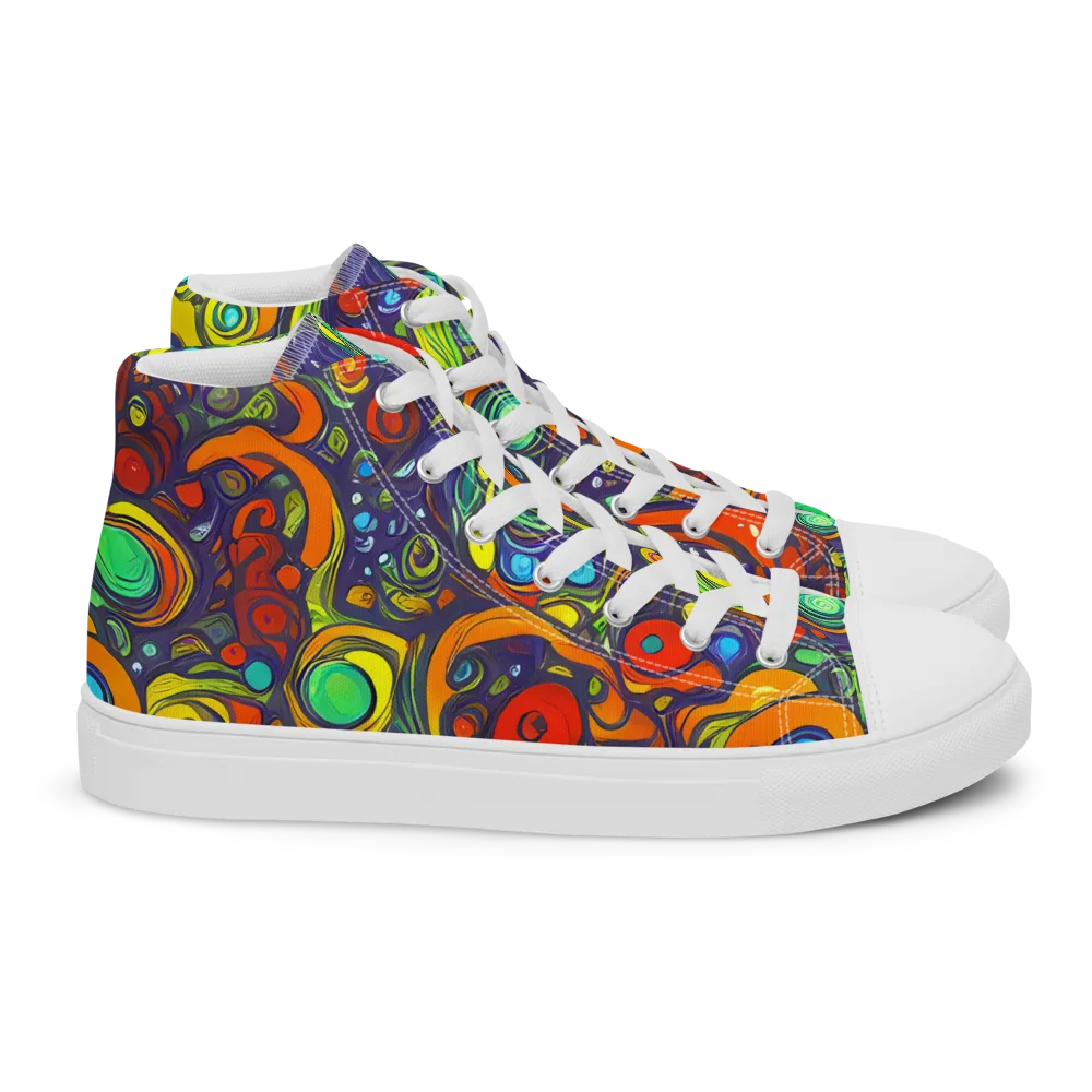 Orbiting Colors on Women's High Top Canvas Shoes — Right