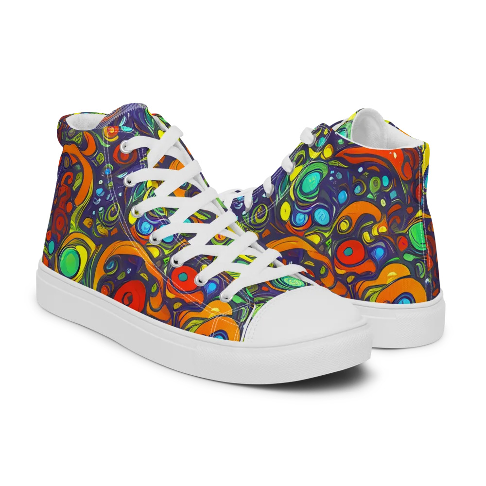 Orbiting Colors on Women's High Top Canvas Shoes — Right