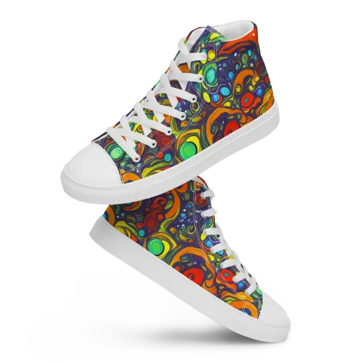 Orbiting Colors on a Women's High Top Canvas Shoes
