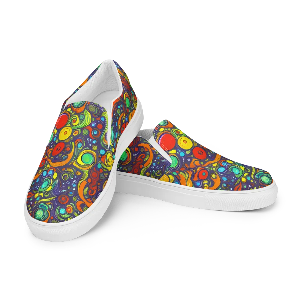 Orbiting Colors on Men's Slip-On Canvas Shoes — Left Front