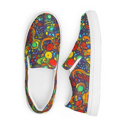 Orbiting Colors on a Men's Slip-On Canvas Shoes