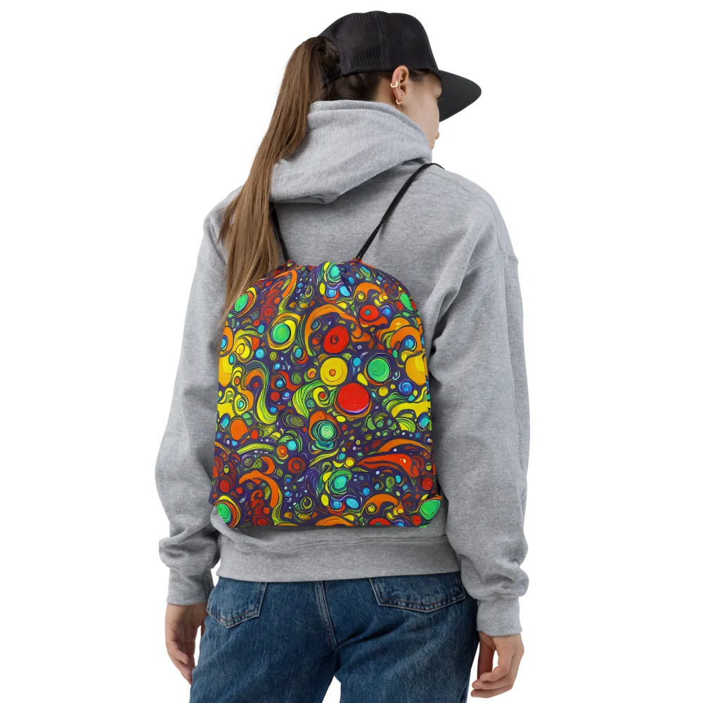 Orbiting Colors on Drawstring Bag — Front