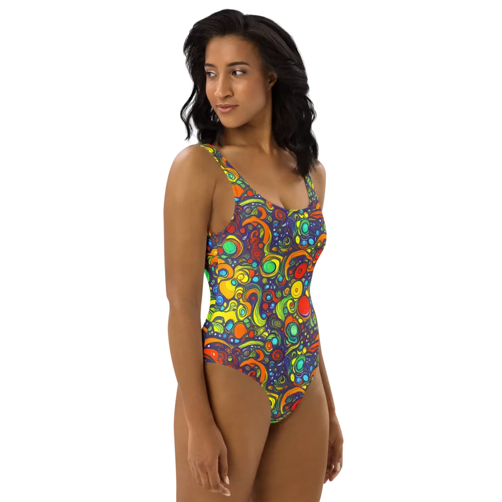 Orbiting Colors on One-Piece Swimsuit — Right