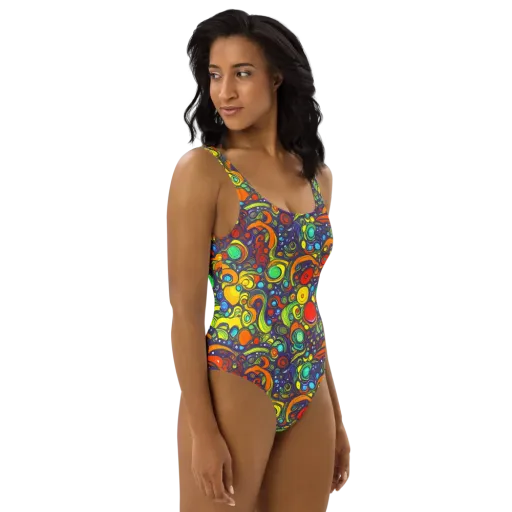 Orbiting Colors on a One-Piece Swimsuit