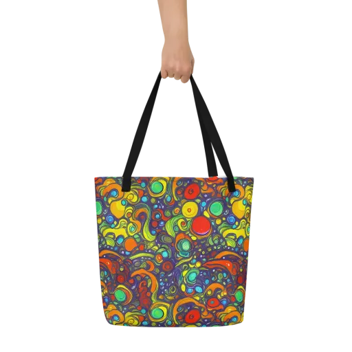 Orbiting Colors on a Large Tote Bag W/ Pocket