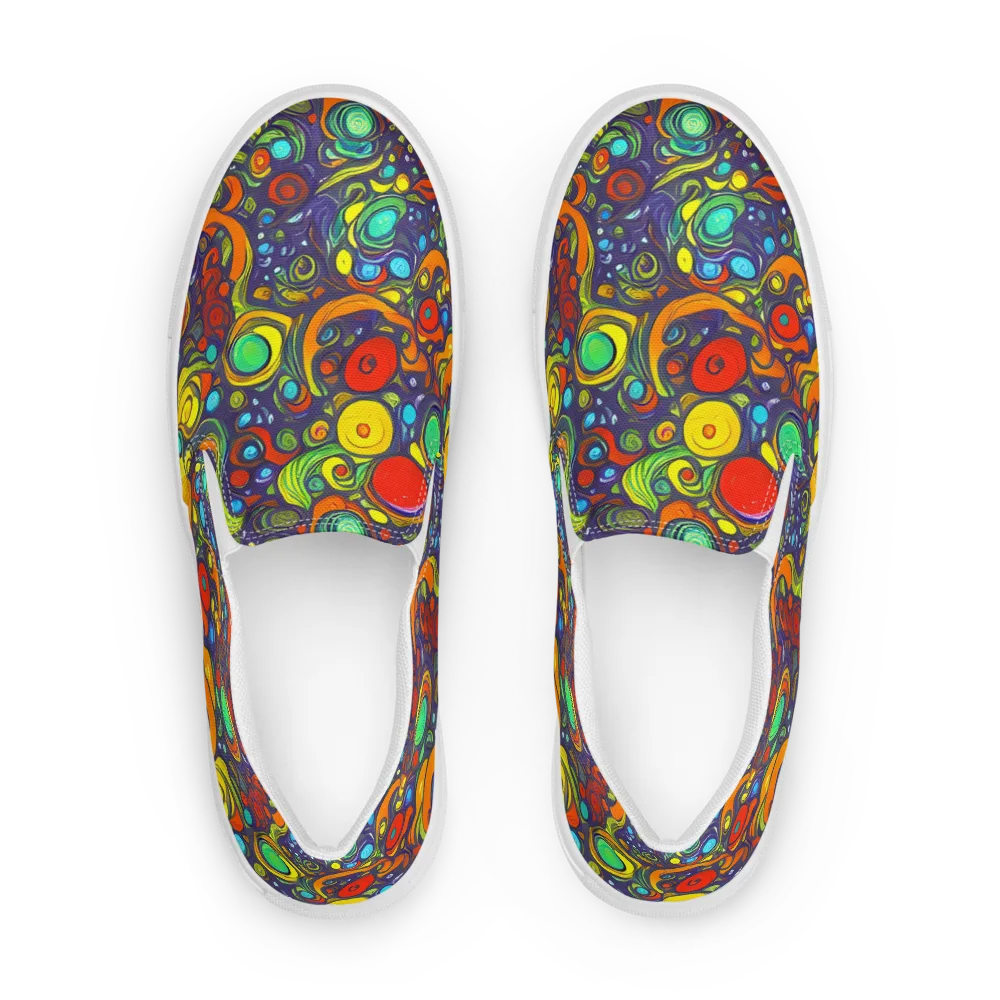 Orbiting Colors on Women's Slip-On Canvas Shoes — Front