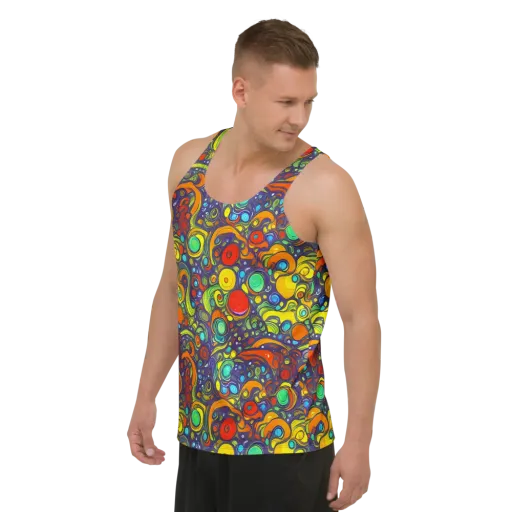 Orbiting Colors on a Men's Tank Top