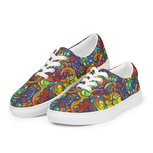 Orbiting Colors on a Men's Lace-Up Canvas Shoes