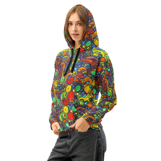 Orbiting Colors on a Cotton Hoodie