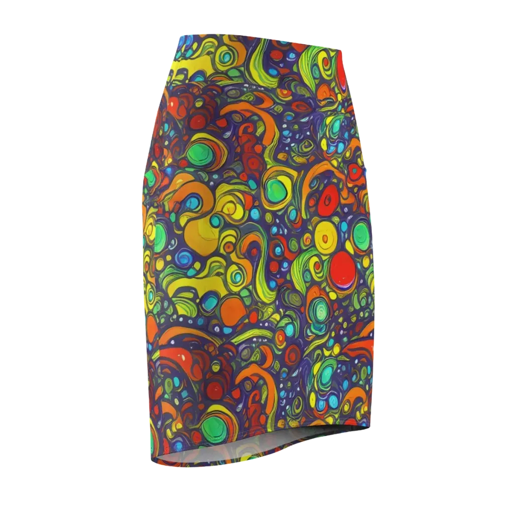 Orbiting Colors on Pencil Skirt — Front Side
