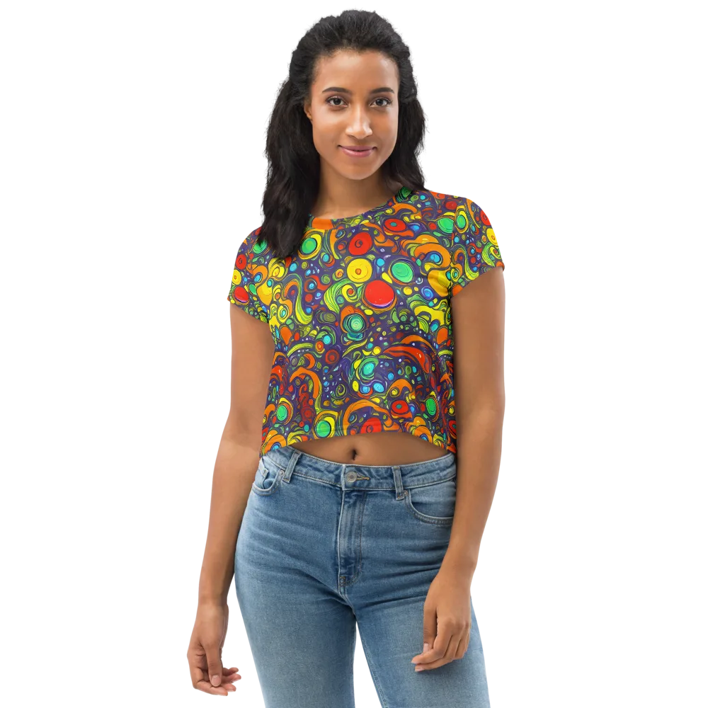 Orbiting Colors on Crop Tee — Front