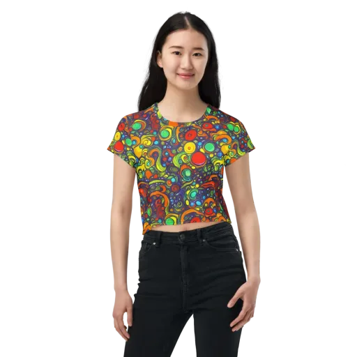 Orbiting Colors on a Crop Tee