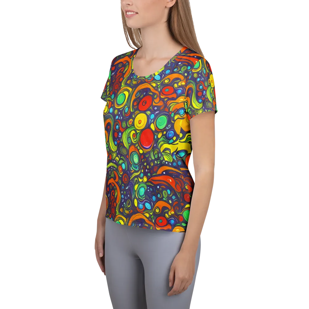 Orbiting Colors on Women's Athletic T-Shirt — Left