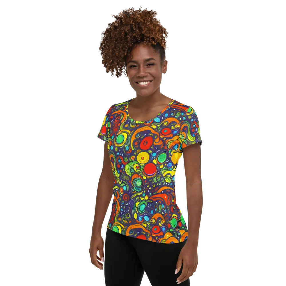 Orbiting Colors on Women's Athletic T-Shirt — Left
