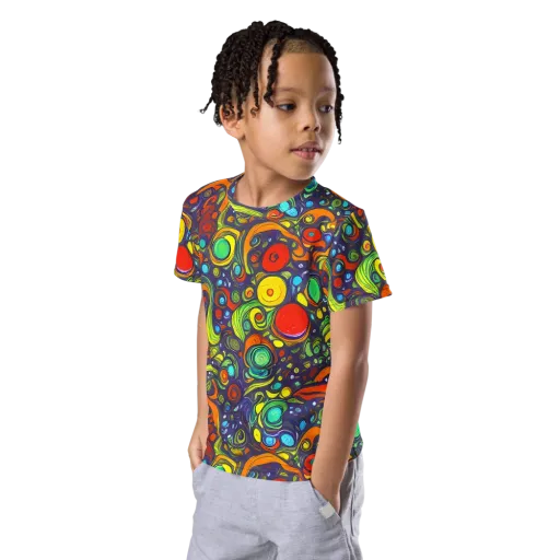 Orbiting Colors on a Kids Crew Neck T-Shirt