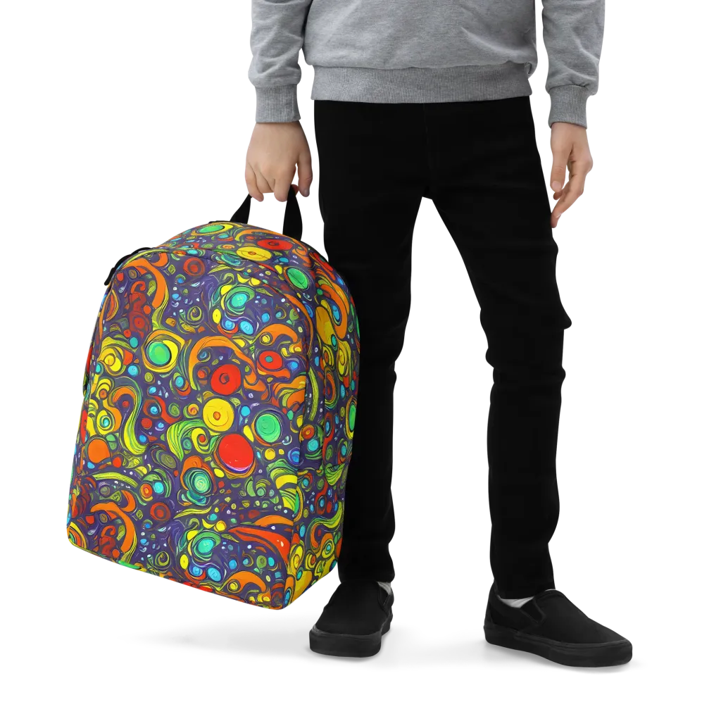 Orbiting Colors on Minimalist Backpack — Zoomed-in