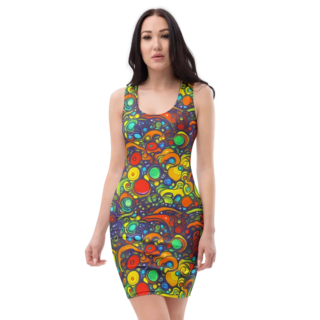 Orbiting Colors on Bodycon Dress — Front