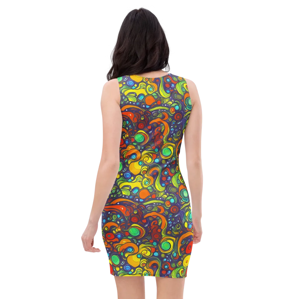 Orbiting Colors on Bodycon Dress — Back