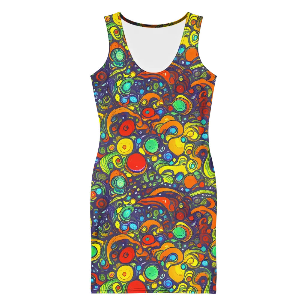 Orbiting Colors on Bodycon Dress — Front