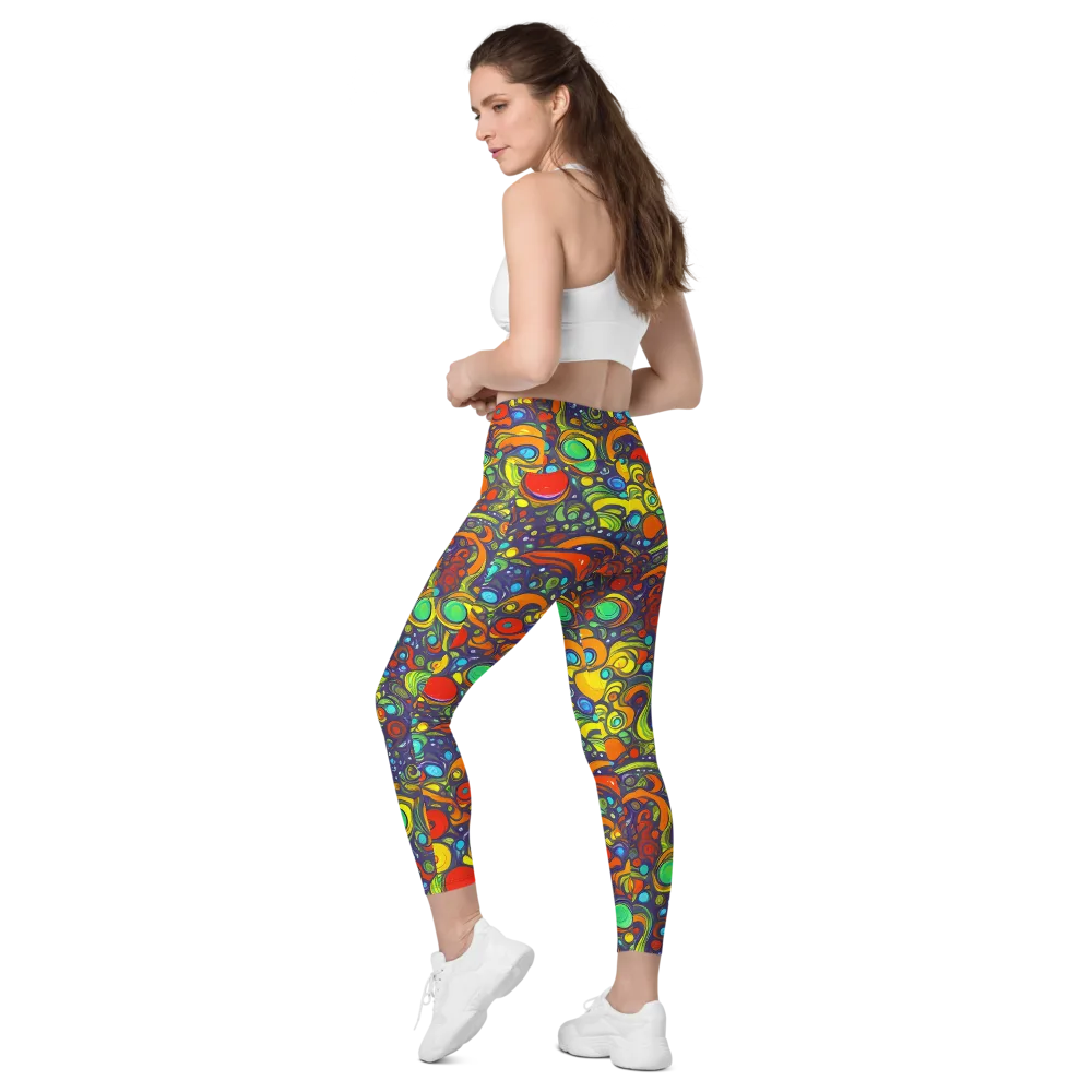 Orbiting Colors on Leggings with Pockets — Left Back