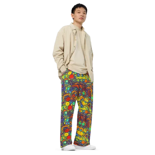 Orbiting Colors on a Wide-Leg Pants