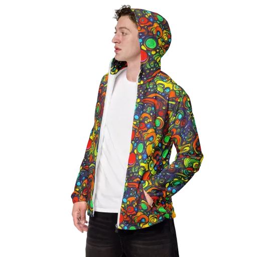 Orbiting Colors on a Men's Windbreaker