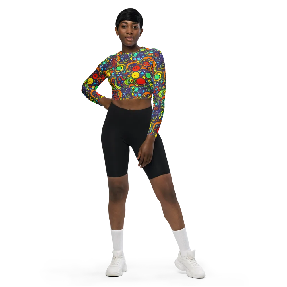 Orbiting Colors on Long Sleeve Crop Top — Front