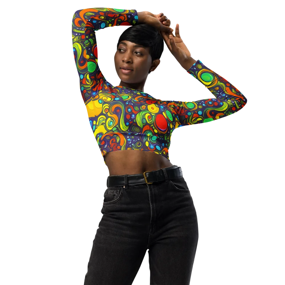 Orbiting Colors on Long Sleeve Crop Top — Front