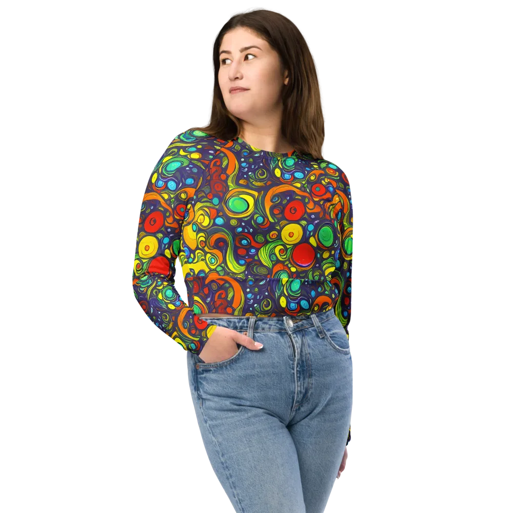 Orbiting Colors on Long Sleeve Crop Top — Front