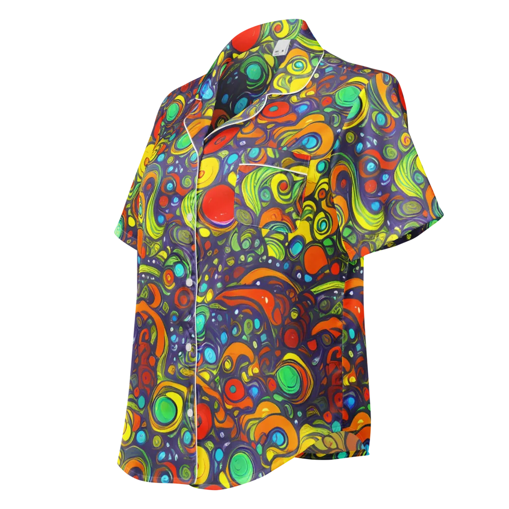 Orbiting Colors on Women's Short Sleeve Pajama Top — Left Front