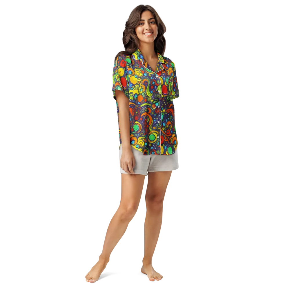 Orbiting Colors on Women's Short Sleeve Pajama Top — Front