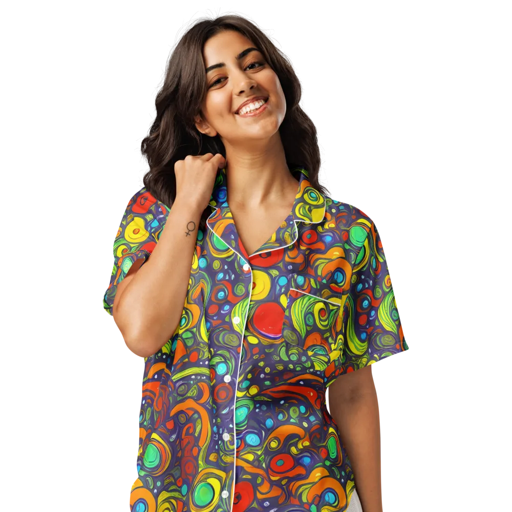 Orbiting Colors on Women's Short Sleeve Pajama Top — Front