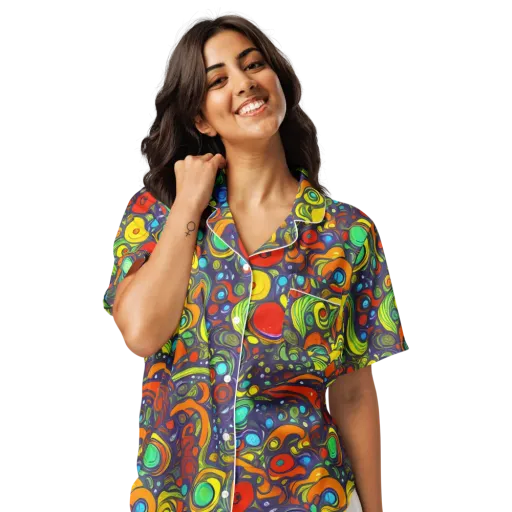 Orbiting Colors on a Women's Short Sleeve Pajama Top