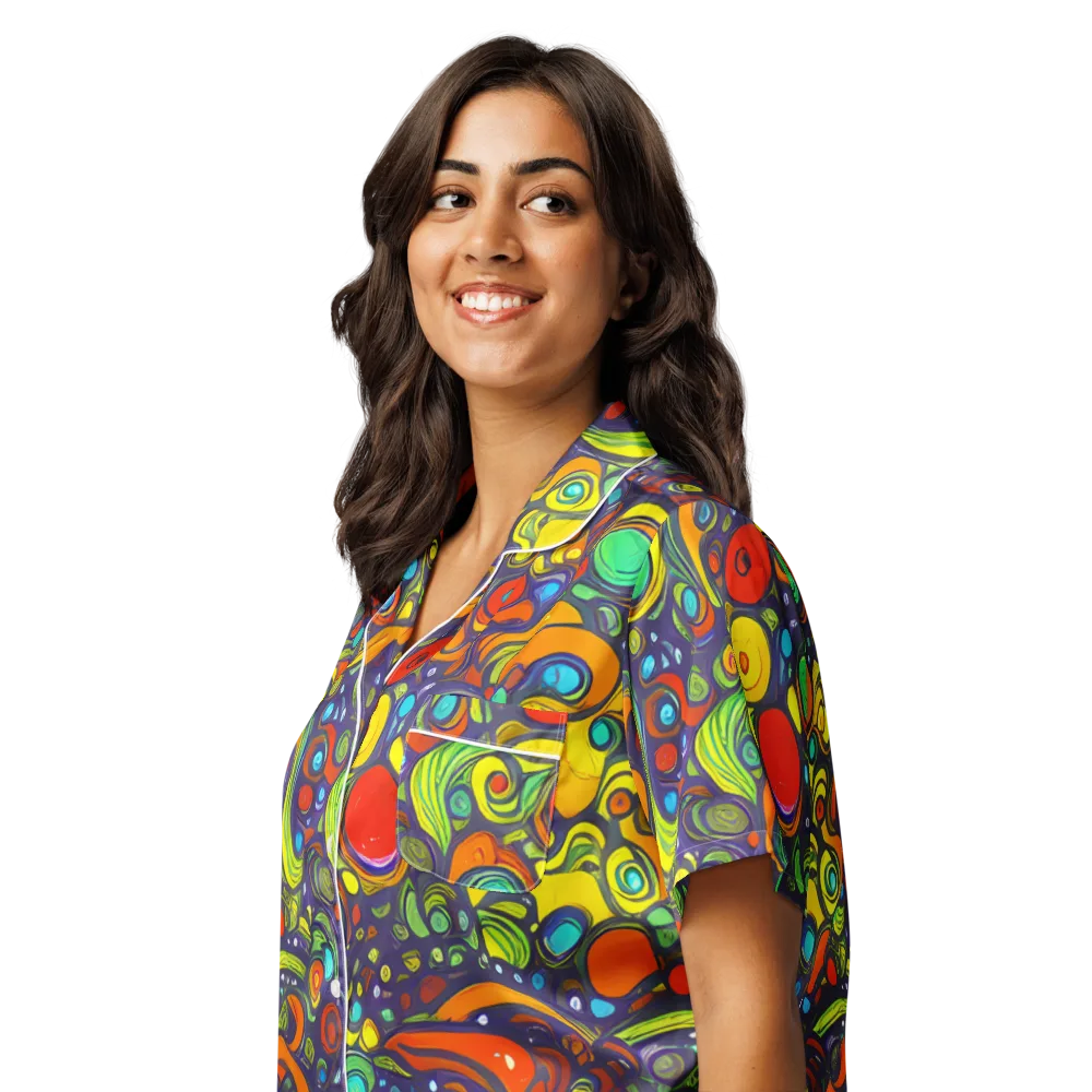 Orbiting Colors on Women's Short Sleeve Pajama Top — Left Front