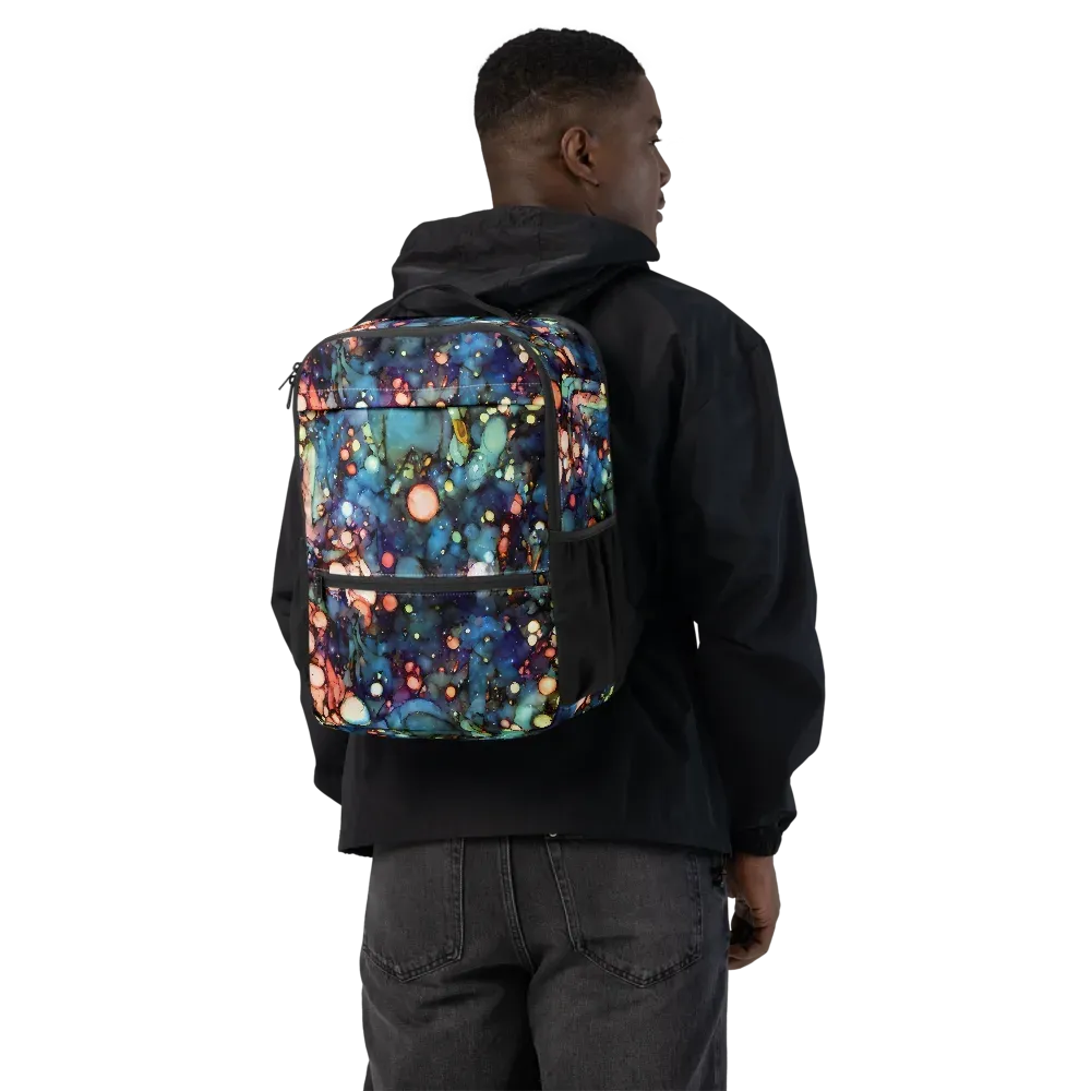 Blue Nebula Bloom on Utility Backpack — Back