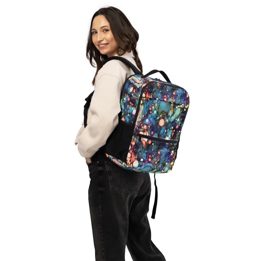 Blue Nebula Bloom on Utility Backpack — Back
