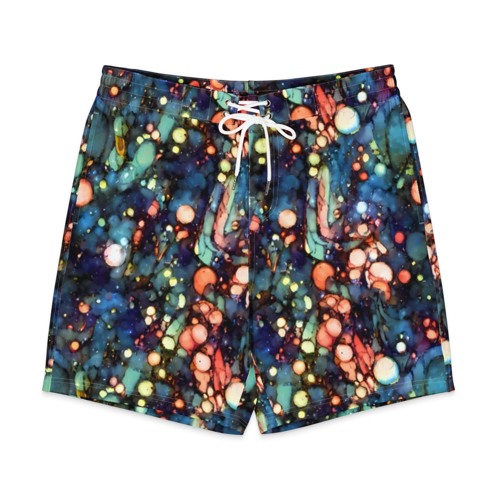 Blue Nebula Bloom on Men's Board Shorts — Front