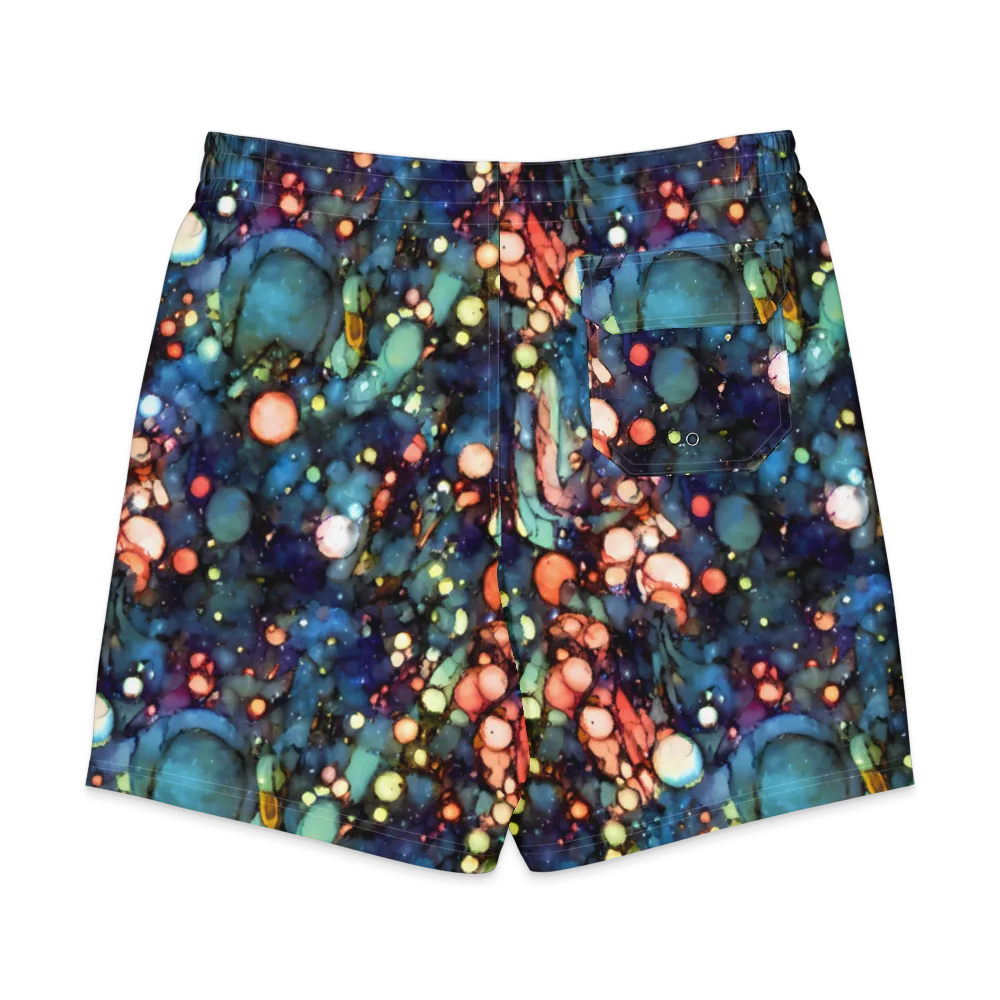 Blue Nebula Bloom on Men's Board Shorts — Back