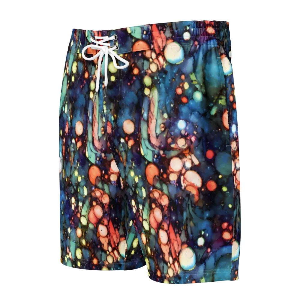 Blue Nebula Bloom on Men's Board Shorts — Front
