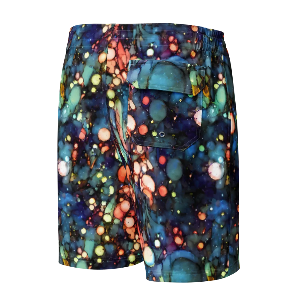 Blue Nebula Bloom on Men's Board Shorts — Back