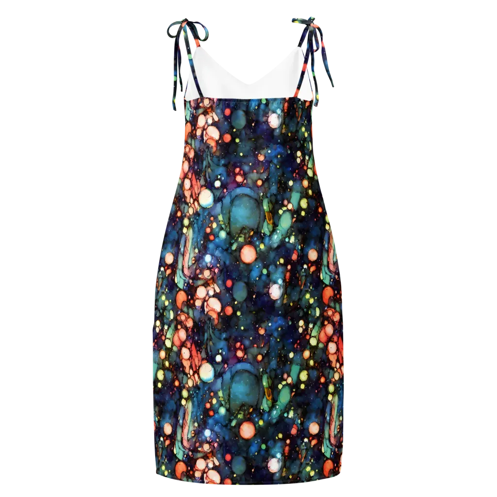 Blue Nebula Bloom on Slip Dress — Back