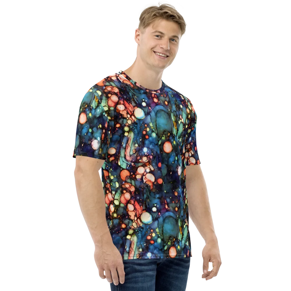 Blue Nebula Bloom on Men's Crew Neck T-Shirt — Right