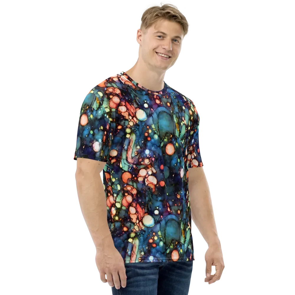 Blue Nebula Bloom on Men's Crew Neck T-Shirt — Right