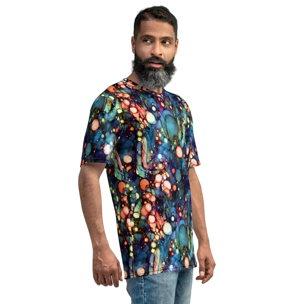 Blue Nebula Bloom on Men's Crew Neck T-Shirt — Right