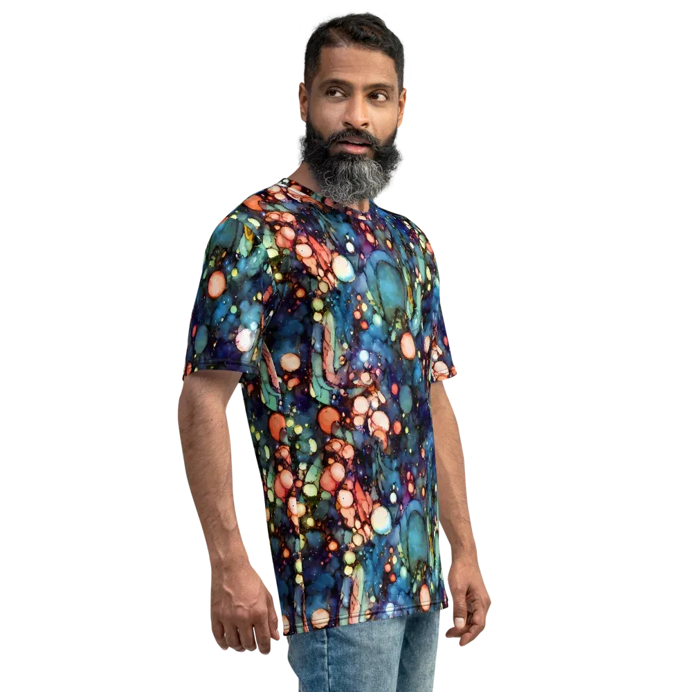 Blue Nebula Bloom on Men's Crew Neck T-Shirt — Right